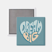 Dream Big：成功の青いハート マグネット (正面/裏面)