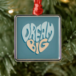Dream Big：成功の青いハート メタルオーナメント