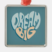 Dream Big：成功の青いハート メタルオーナメント (正面)