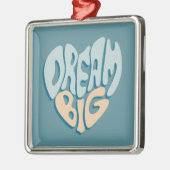 Dream Big：成功の青いハート メタルオーナメント (左)