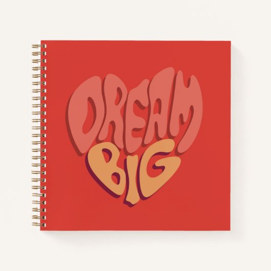 Dream Big:赤いハート強力なスローガン ノートブック (正面)