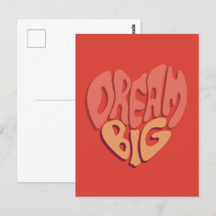 Dream Big:赤いハート強力なスローガン ポストカード