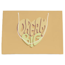 Dream Big：黄色の前向き単語 ラージペーパーバッグ