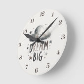 Dream Big Cloud and Stars Nursery Wall Clock ラウンド壁時計 (傾斜)