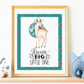 Dream Big Deer ボホ ブルー 境界線の幼児部屋 アート ポスター