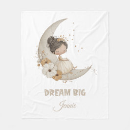 Dream Big Fairy Moon Child – Personalized Name フリースブランケット