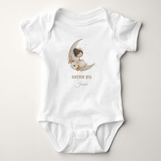 Dream Big Fairy Moon Child – Personalized Name ベビーボディスーツ (正面)