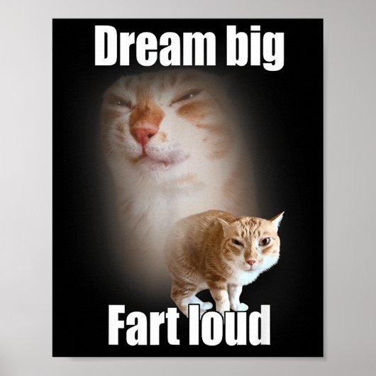 Dream Big Fart Loud Cat Meme Funny Saying  ポスター (正面)