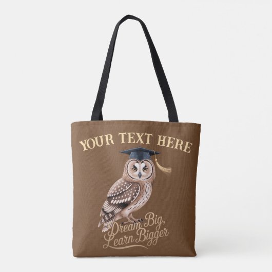 Dream Big Learn Bigger Personalized Owl Graduation トートバッグ (裏面)