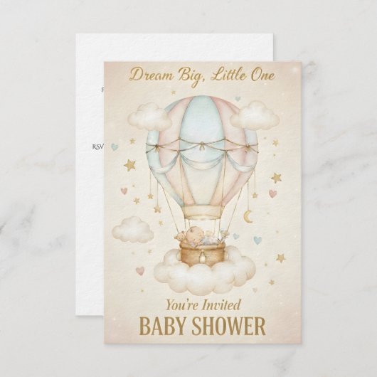Dream Big, Little One – Baby Shower  招待状 (正面/裏面)