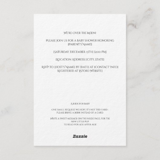 Dream Big, Little One – Baby Shower 招待状 (裏面)