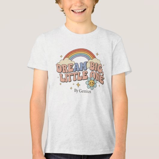 Dream Big Little One T-Shirt, Groovy Retro Rainbow トライブレンドＴシャツ (正面)