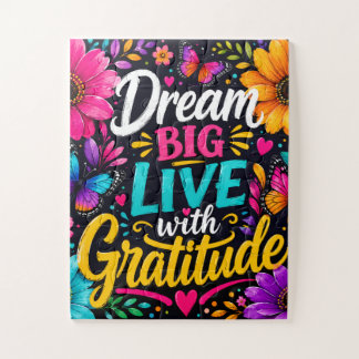 Dream Big Live with Gratitude-Butterfly Inspiratio ジグソーパズル
