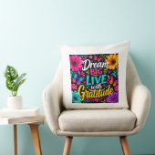 Dream Big Live with Gratitude – Colorful Floral クッション (椅子)