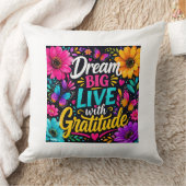 Dream Big Live with Gratitude – Colorful Floral クッション (ブランケット)