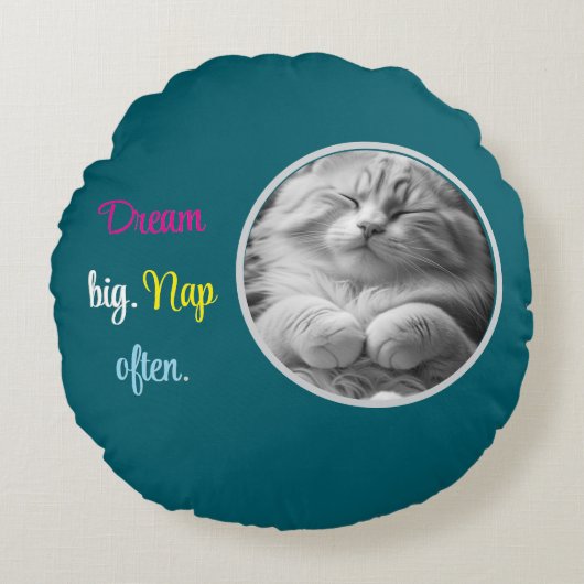 Dream Big. Nap Often  round cushion ラウンドクッション (正面)
