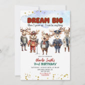 Dream Big Reindeer Career Theme Kids Birthday 招待状 (正面)