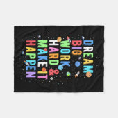 Dream Big Work懸命&実現 フリースブランケット (正面(横))