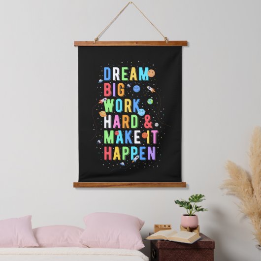 Dream Big Work懸命&実現 吊り下げ型タペストリー (寝室)
