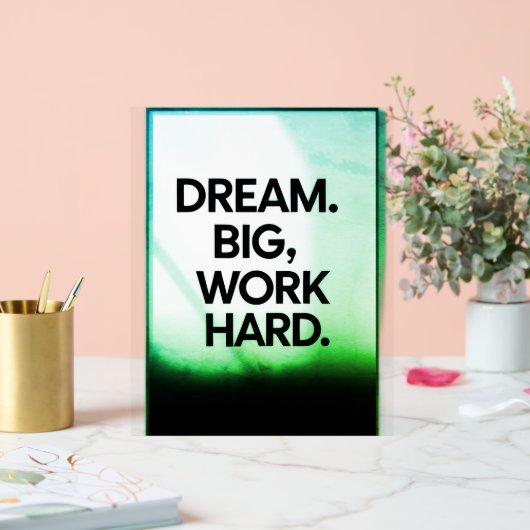 Dream Big Work Hard | Minimalist Motivational Wall アクリルサイン (ウェディング)