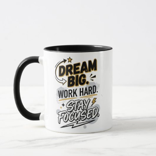 Dream Big Work Hard Stay Focused Mug | Motivationa マグカップ (左)