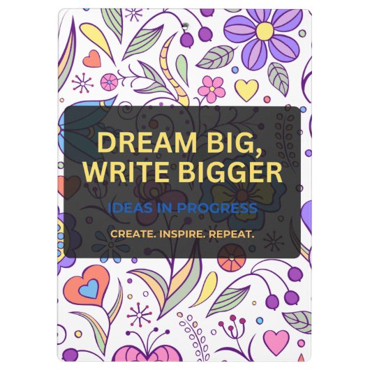 Dream Big, Write Bigger – Inspirational クリップボード (裏面)