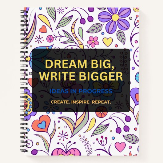 Dream Big, Write Bigger – Inspirational ノートブック (正面)