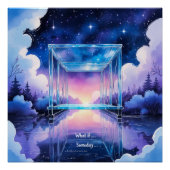 Dream Bridge – Surreal Watercolor Night Poster ポスター (正面)