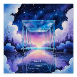 Dream Bridge – Surreal Watercolor Night Poster ポスター
