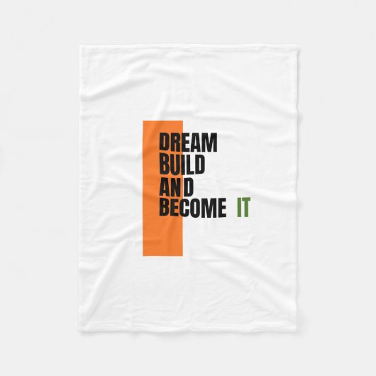 Dream. Build. Become. – 励ましの成長と成功 フリースブランケット (正面)