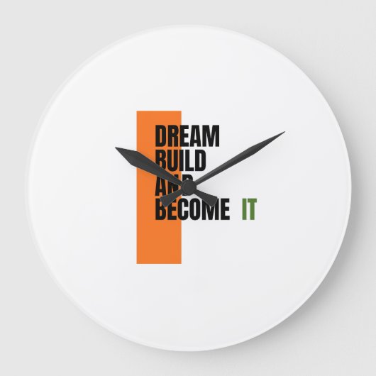 Dream. Build. Become. – Inspirational Growth & Suc ラージ壁時計 (正面)