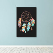 Dream Catcher Native American Feathers Tribal Drea キャンバスプリント (インサイチュ (ウッドフロア))