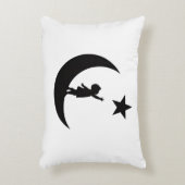 Dream Chaser Cute Minimalist Moon and Star Design アクセントクッション (正面(垂直))