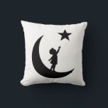 Dream Chaser Cute Minimalist Moon and Star Design クッション<br><div class="desc">Bring imagination to life with this enchanting minimalist design of a child reaching for a star while standing on the moon. Perfect for kids’ t-shirts, pajamas, towels, and nursery accessories, this artwork inspires dreams, courage, and curiosity. Its clean silhouette fits beautifully on both light and dark fabrics, making it ideal...</div>