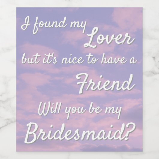Dream Clouds Lover Bridesmaid Proposal ワインラベル (シングルラベル)