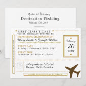 Dream Destination Wedding Black & Gold Ticket  招待状 (正面/裏面)