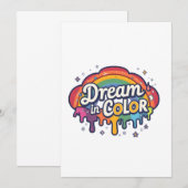 Dream in Color | Rainbow Positive Quote   招待状 (正面/裏面)