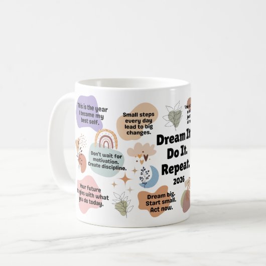 Dream It. Do It. Repeat. 2026 モチベーション名言 コーヒーマグカップ (正面左)