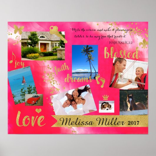 Dream it Live it Vision Boardポスター金ゴールド紙吹雪 ポスター (正面)