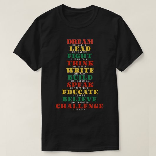 Dream LikeBLMブラック歴史月間 Tシャツ (デザイン正面)