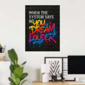 Dream Louder, Graffiti Style Motivation Poster ポスター (ホームオフィス)