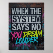 Dream Louder, Motivational Quote Urban Graffiti ポスター (正面)