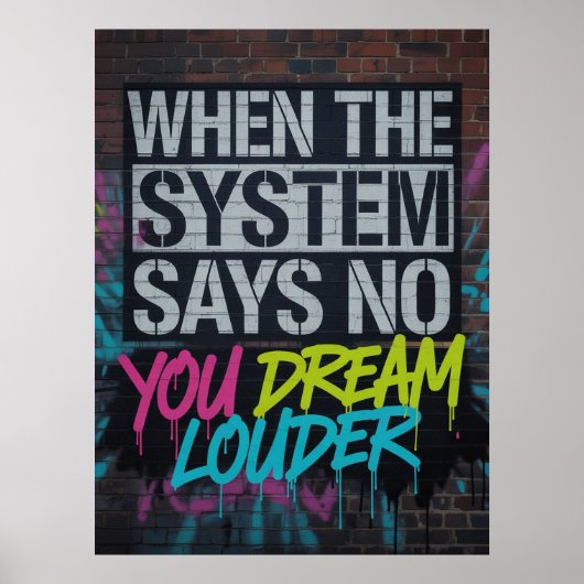 Dream Louder, Motivational Quote Urban Graffiti ポスター (正面)