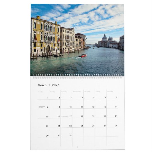 DREAM OF VENICE 2026 Calendar カレンダー (3月 2026)