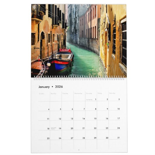 DREAM OF VENICE 2026 Calendar カレンダー (1月 2026)