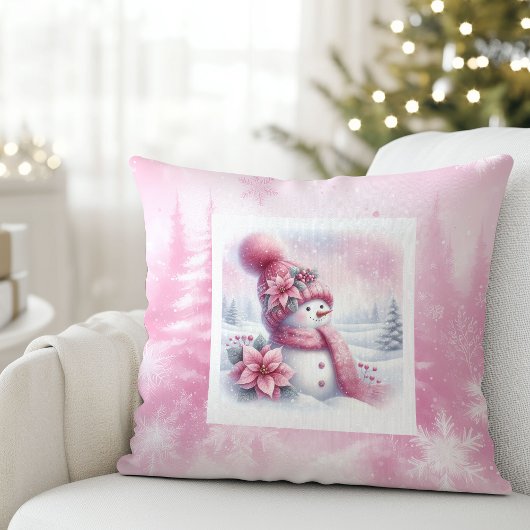 Dream Pink Forest Snowman Pinkmas Kids Cushion クッション