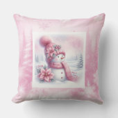 Dream Pink Forest Snowman Pinkmas Kids Cushion クッション (正面)