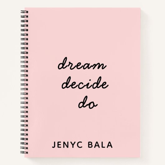 Dream Plan Do Blush Pink Script Design ノートブック (正面)