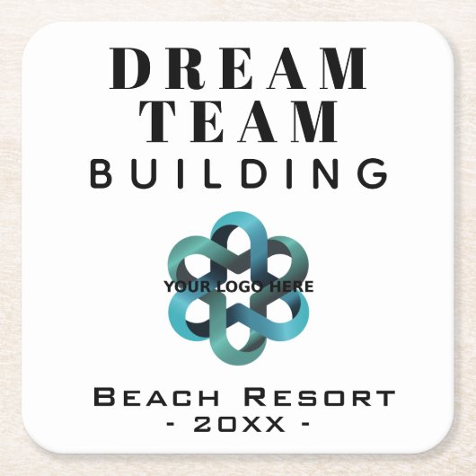 Dream Team Team Team建物会社のロゴ スクエアペーパーコースター (正面)