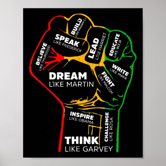 Dream Think Speak Black History Month Hand Strong ポスター (正面)